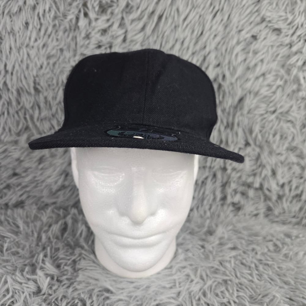 KB Ethos Fitted Flat Brim Baseball Cap‎ Mens Size 7 1/4 Black Premium Headwear